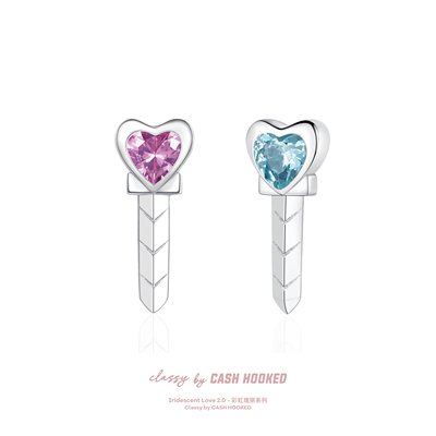 ClassybyCH 银饰 彩虹瑰丽系列 粉箭串心爱心箭耳钉 轻奢生日送礼