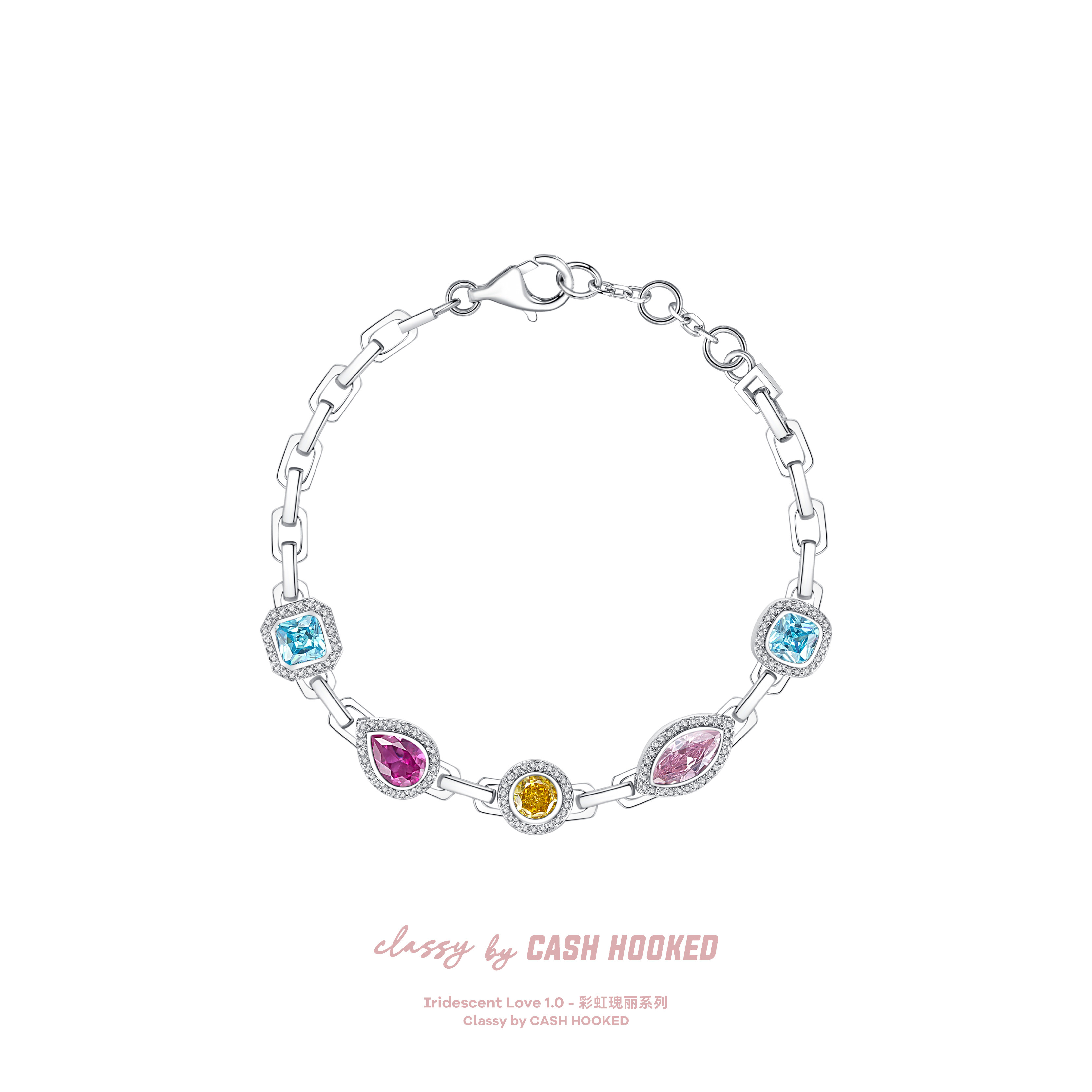 ClassybyCH 银饰 彩虹瑰丽系列 琉璃仙境三色石手链 轻奢生日送礼