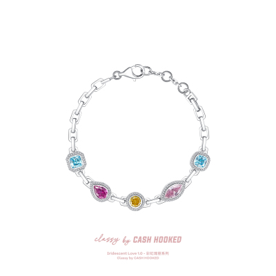 ClassybyCH 银饰 彩虹瑰丽系列 琉璃仙境三色石手链 轻奢生日送礼