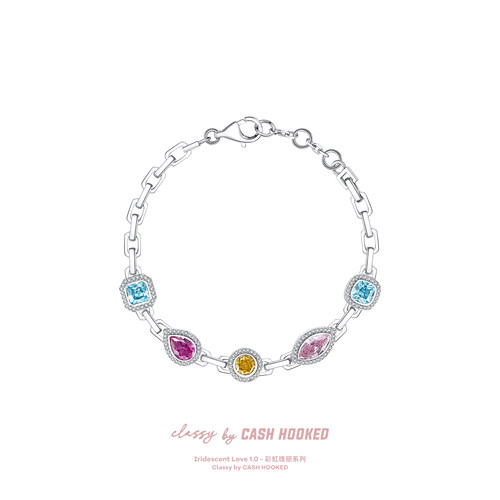 ClassybyCH 银饰 彩虹瑰丽系列 琉璃仙境三色石手链 轻奢生日送礼