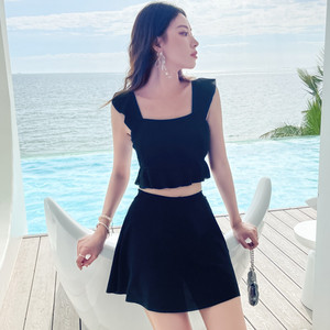 分体泳衣女2026新款爆款高腰女仙气保守学生显瘦小胸聚拢温泉泳衣