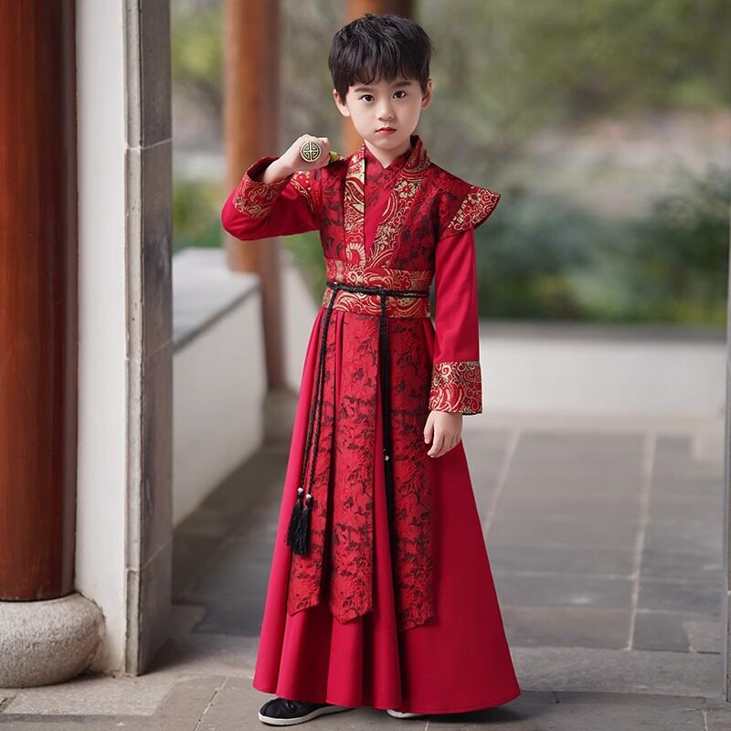 汉服男童春秋2024新款儿童古装小少爷新中式国风男孩武侠唐装刺绣