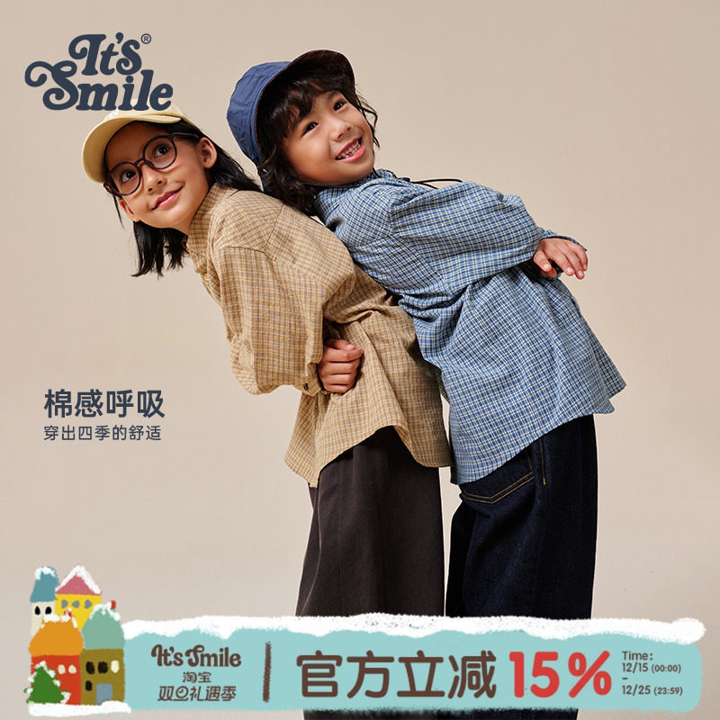 Itssmile儿童复古格纹衬衫