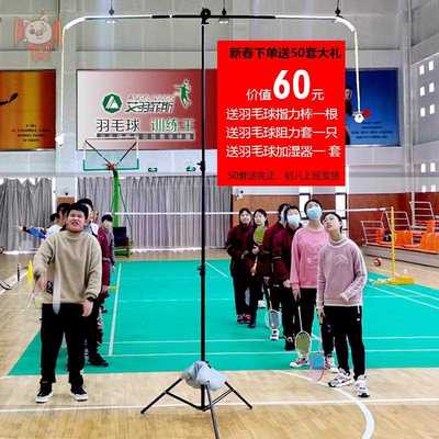 学校羽毛球训练器步伐陪练挥拍吊球架发球机回弹儿童练习高远跳杀