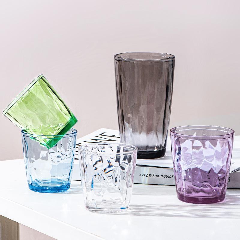 亚克力AS水杯家用彩色塑料杯酒店漱口杯啤酒杯餐厅茶杯果汁杯耐摔