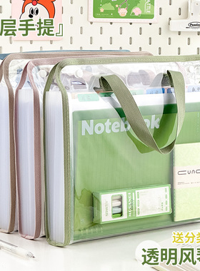 三年二班 a4文件夹试卷收纳袋手提风琴包初中生专用文件袋科目分类试卷收纳袋大容量整理神器资料袋开学必备