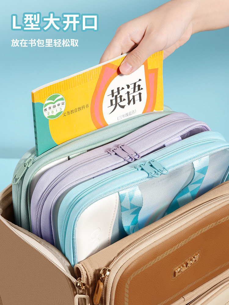 3학년 2학년 L자형 과목 분류 가방 휴대용 투명 서류 가방 지퍼 메쉬 대용량 개폐 학생 휴대용 책가방 시험 특수 초중등 학생 숙제 가방 시험지 보관 가방