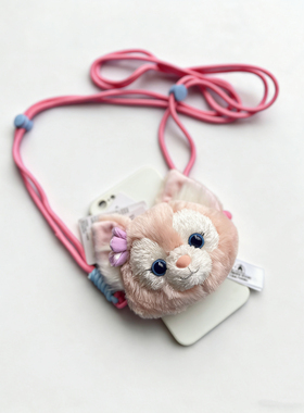 迪士尼玲娜贝儿毛绒公仔手机背夹可斜挎可调节挂绳旅游出行防丢挂