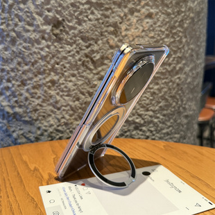 适用于荣耀MagicV5/V3/VS2双中轴保护铰链360°旋转磁吸金属支架手机壳高级感高透透明防摔简约保护套男女款