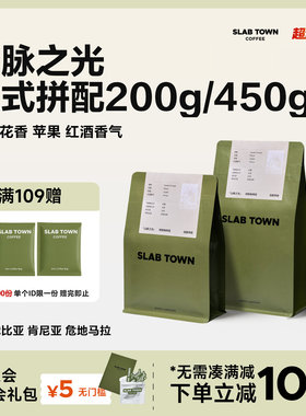 SLAB TOWN山脉之光 浅烘意式拼配 肯尼亚美式精品黑咖啡豆粉450g
