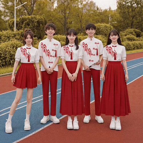 国庆初高中学生红色爱国合唱团朗诵比赛演出服演讲服装运动会班服