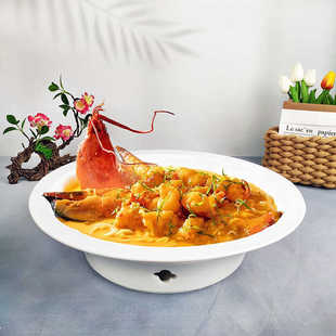 创意陶瓷餐具圆形鱼盘如意圆加热炉龙虾帝皇蟹酒店餐厅漂亮盘子