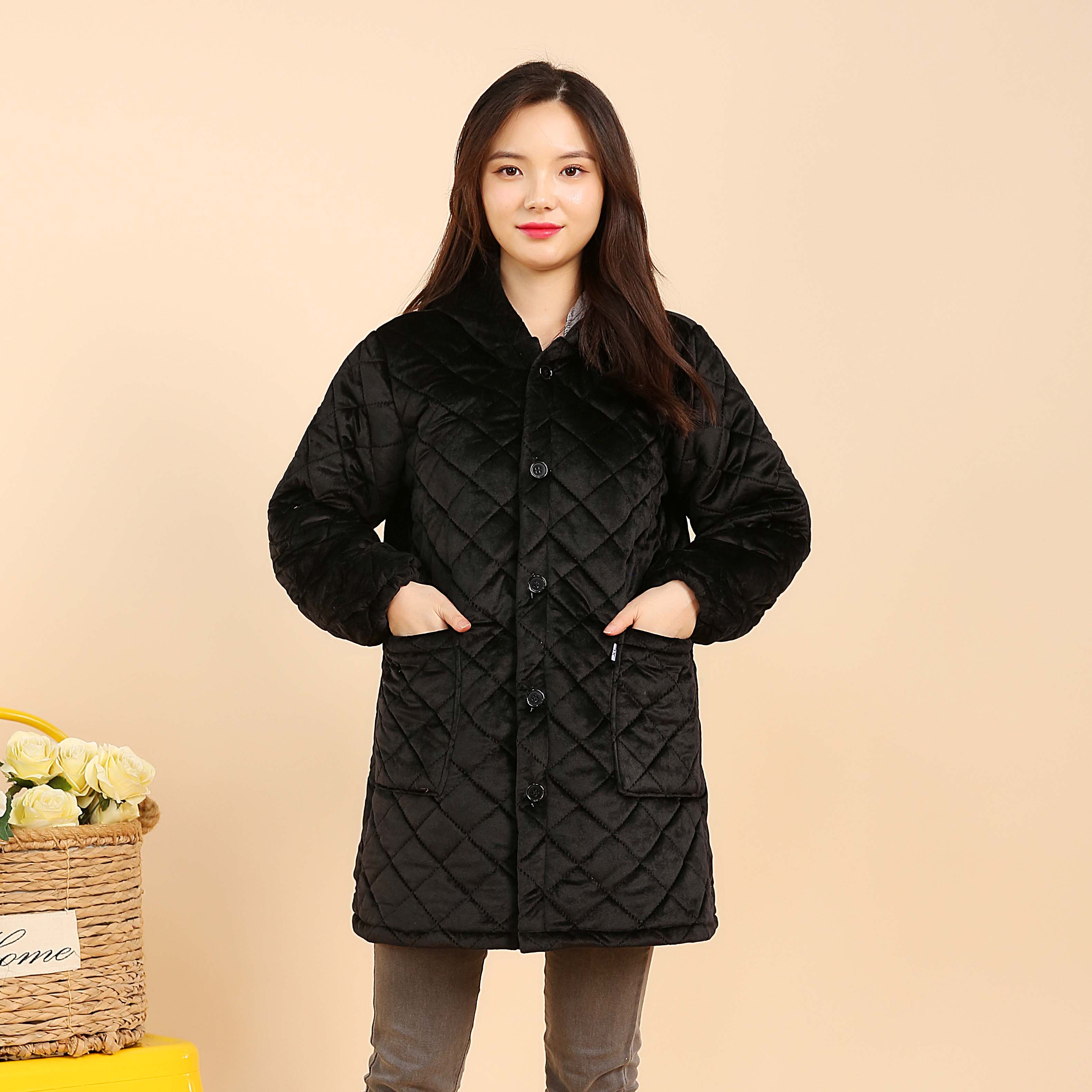 冬季加厚加绒罩衣男女围裙保暖工作服加棉