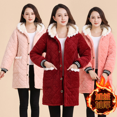 新款冬季加厚加棉保暖罩衣女中长款棉衣外套工作服大码耐脏围裙