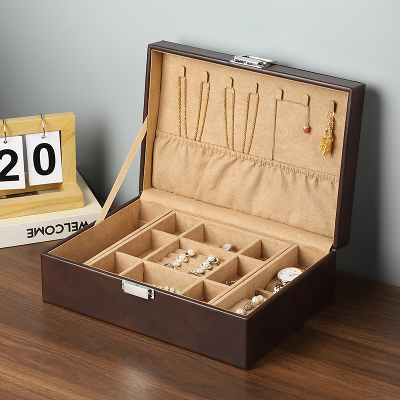 高档轻奢皮革首饰收纳盒戒指耳环耳钉项链手镯珠宝送礼物包装盒子