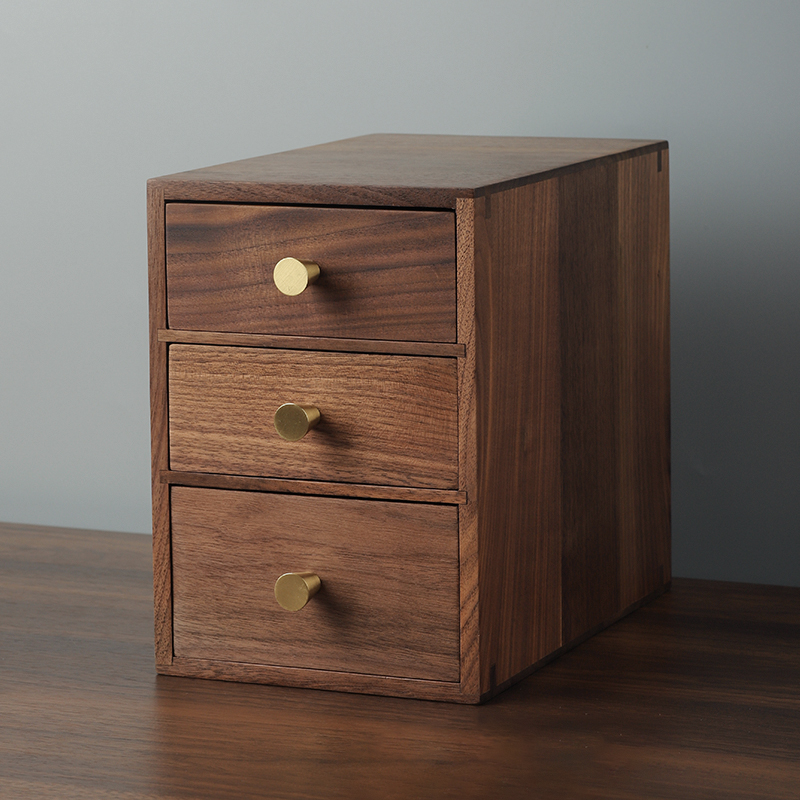 北美黑胡桃木桌面玄关家用收纳盒