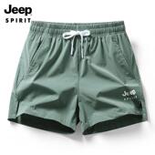 健身跑步透气运动沙滩裤 JEEP吉普短裤 薄款 冰丝速干三分裤 男士 夏季