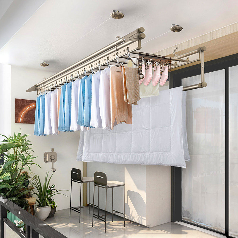 盼盼晾衣架 家用晾衣架阳台升降手摇四杆晾衣架室内手动晒被衣架