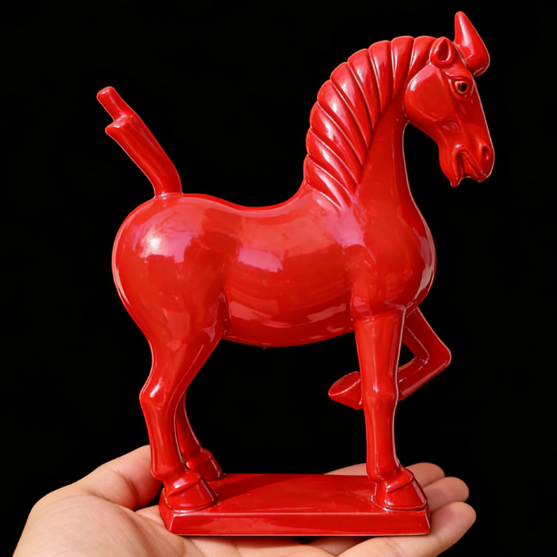 马到成功枣红色陶瓷马
