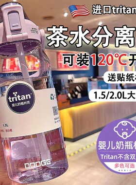 2000ml大容量水杯耐高温吨吨桶tritan2025新款女生高颜值水壶吸管
