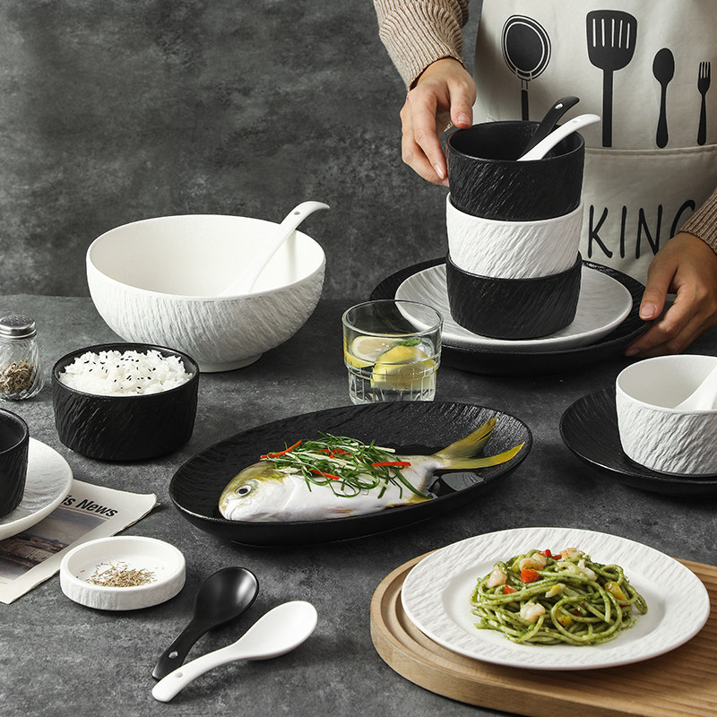 碗碟套装家用简约碗盘轻奢盘子日式碗筷陶瓷高级感乔迁餐具套装,餐饮具,餐具瓷器套装,淘宝优惠券,粉丝福利购,淘宝优惠卷