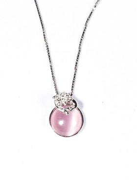 奥仕雅s925纯银项链ol女猫眼石