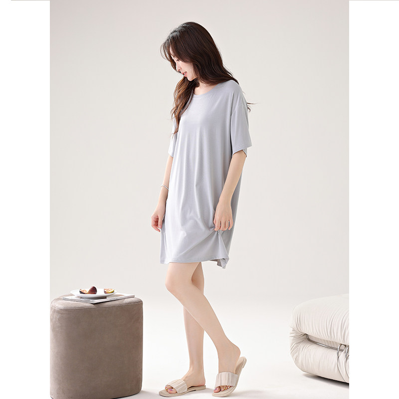 莫代尔睡衣女款睡裙女夏季2025新款带胸垫夏款家居服中长款连衣裙