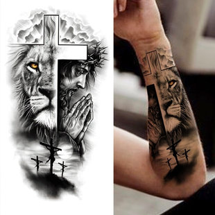 Tribal Tiger Diamond Temporary Tattoos For Women Men Cross