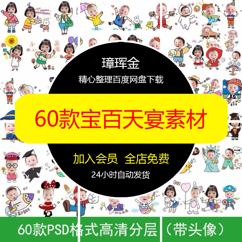 头像大头贴百天宴60款立柱周岁宴指引路牌迎宾牌宝宝素材md26