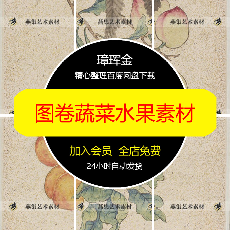 临摹蔬菜水果绘画图片图卷设计电子版顾洛清代蔬果高清素材pu59