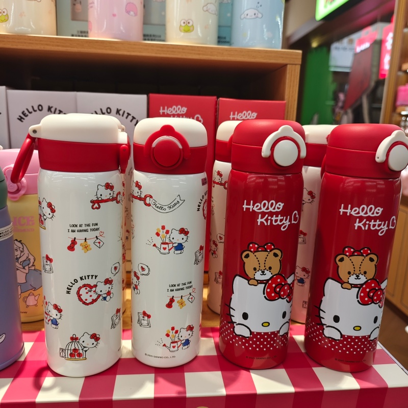 名创优品hellokitty316魔法弹盖不锈钢保温杯500ml大红色MINISO
