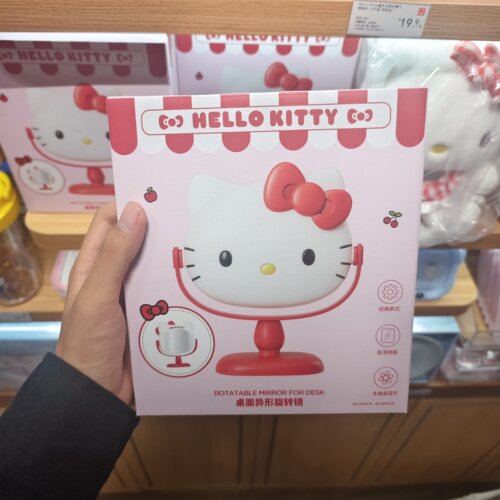 MINISO三丽鸥红苹果系列HelloKitty桌面异形旋转镜名创优品
