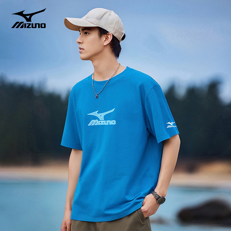 Mizuno/美津浓夏季短袖t恤男士潮牌ins户外休闲宽松纯棉男生体恤