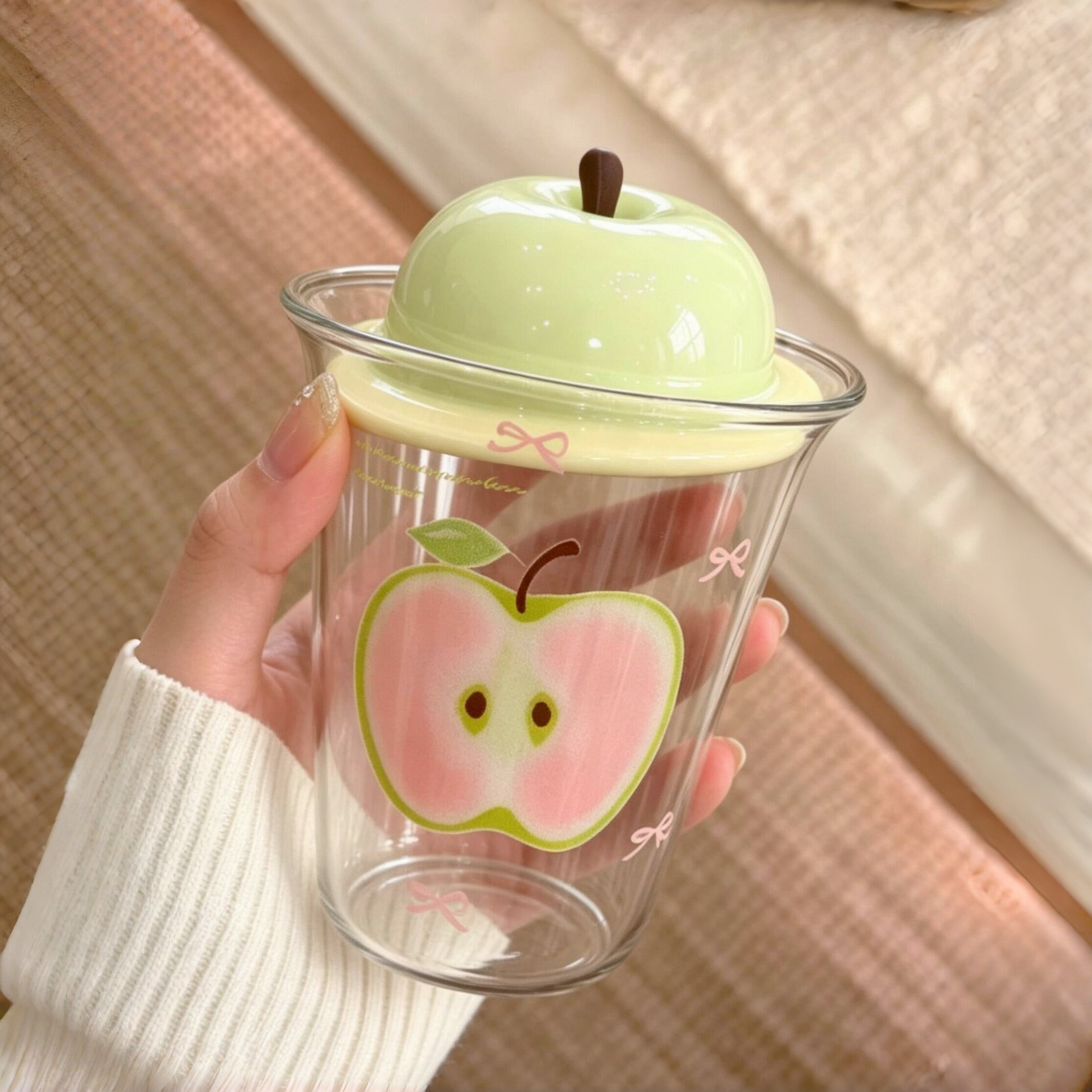 【爱上喝水】苹果杯玻璃杯冷饮杯牛奶果汁咖啡杯子大容量水杯礼物