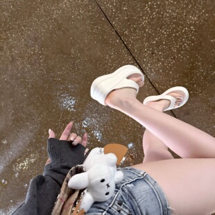 绝美不累脚人字拖夏季拖鞋小个子厚底防滑增高凉拖凉鞋海边暴走女