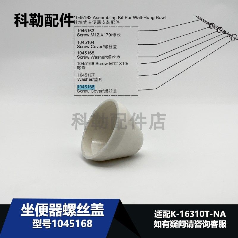 1045168螺丝盖科勒原装正品挂壁式马桶坐便器入墙式安装支架配件