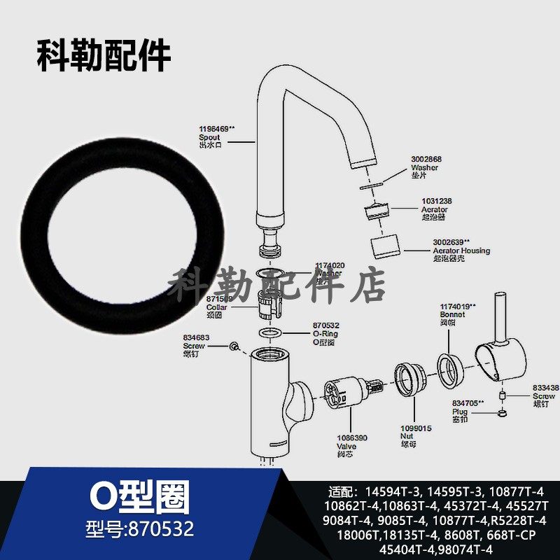 科勒870532 O型圈密封圈厨卫龙头配件适配668T/9085T/10877T-4等,家装主材,厨卫龙头配件,淘宝优惠券,粉丝福利购,淘宝优惠卷