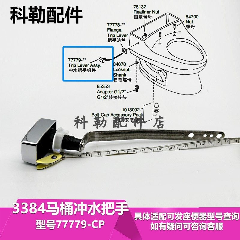 老式马桶水箱冲水扳手正面侧按排水阀按键坐便器配件把手77779-CP