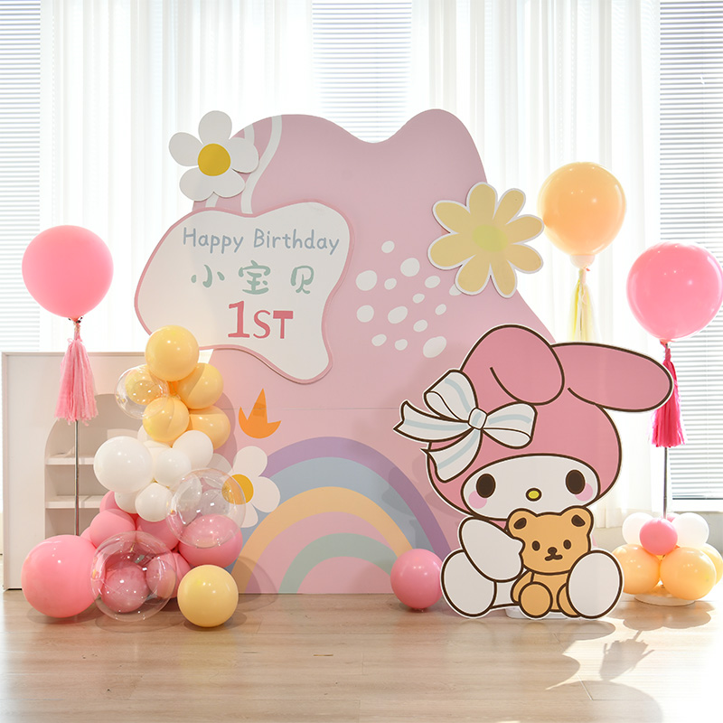 可爱美乐蒂主题周岁生日装饰kt板