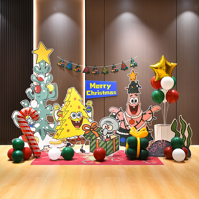 圣诞狂欢夜派对布置商场门店室内外活动kt板背景拍照氛围场景装饰