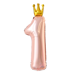 韩系ins风皇冠数字铝膜气球宝宝一周岁生日1周年派对装扮拍照场景