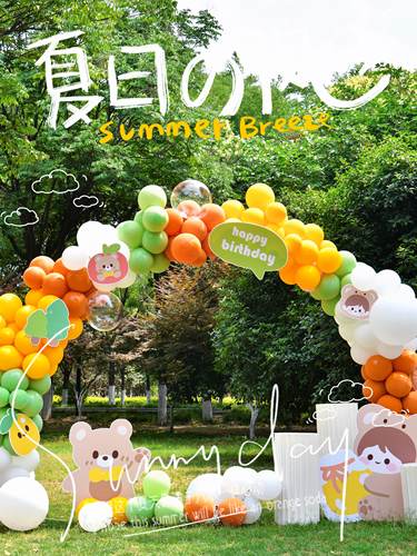 马卡龙气球拱门生日店铺开业