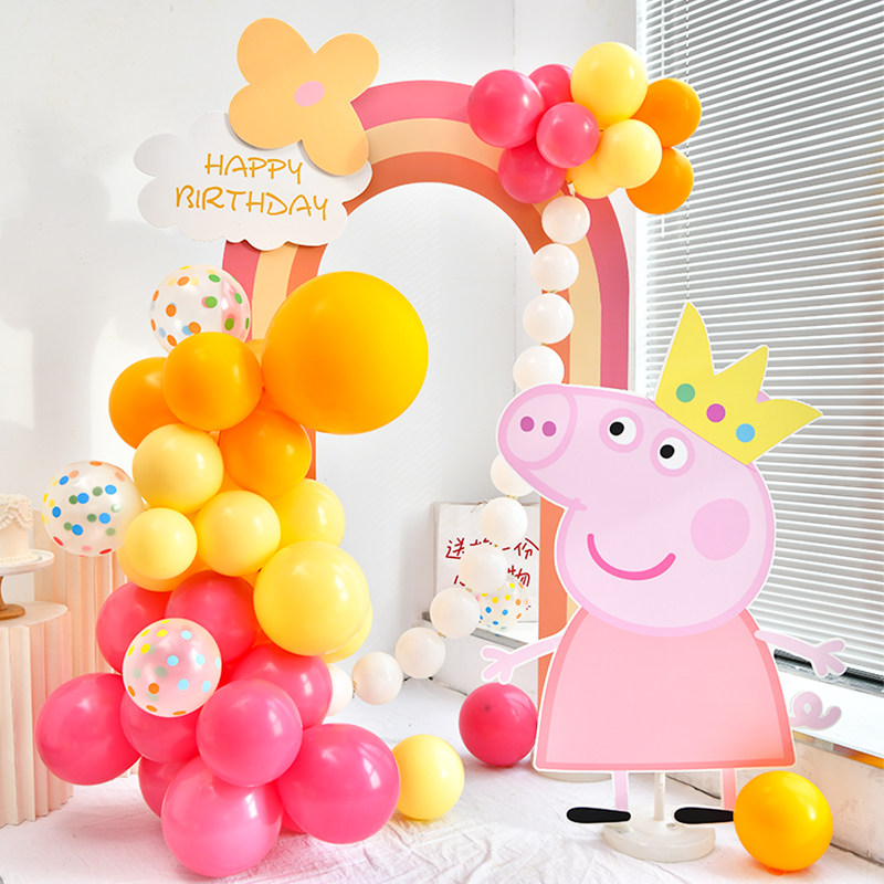 小猪佩奇儿童生日装饰场景布置网红女孩宝宝1一3周岁kt板背景墙5