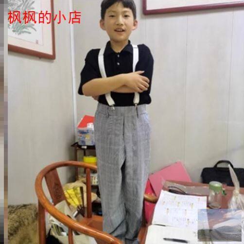 蔡徐坤同款背带裤儿童 蔡徐坤cos鸡你太美万圣节服装小黑子套装服