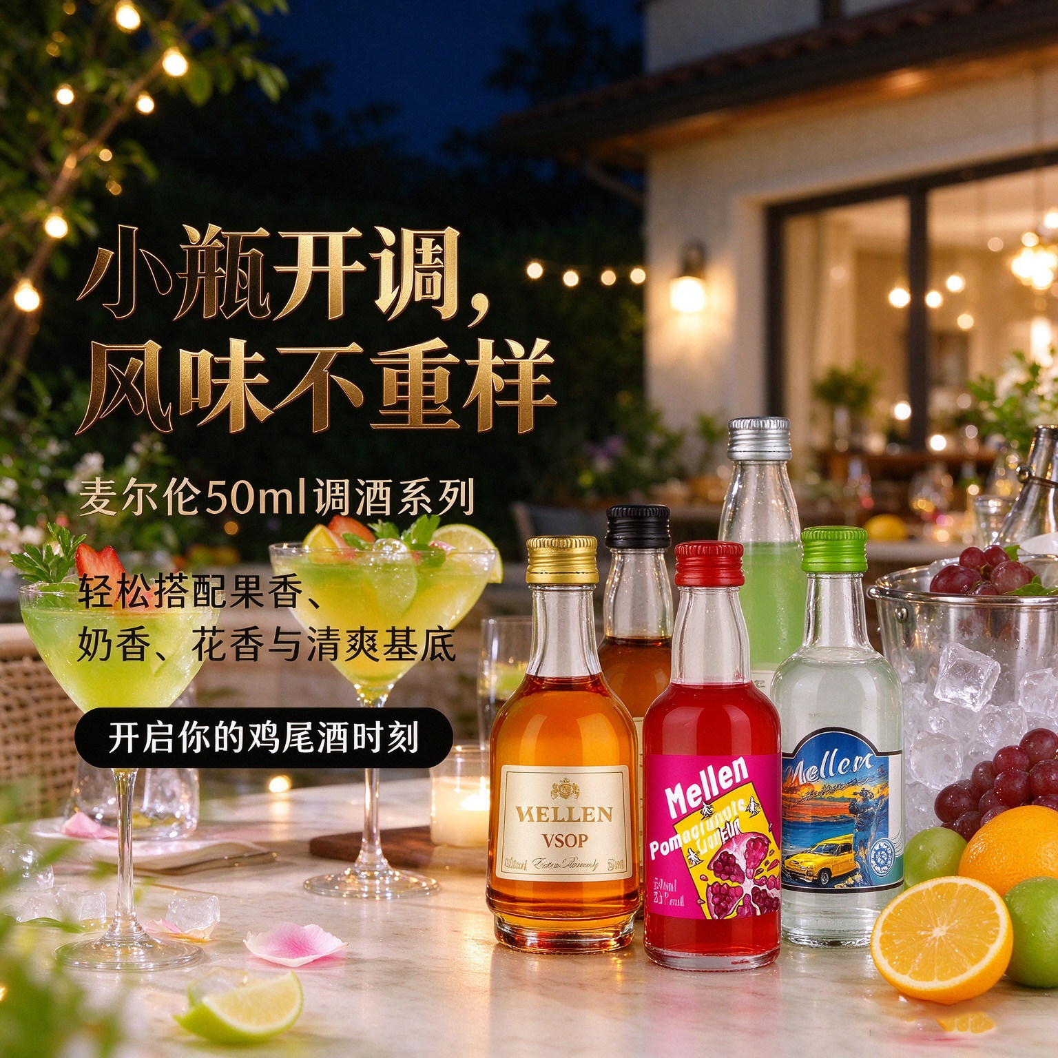 麦尔伦小酒版混搭装50ml迷你基酒调酒套装家庭调制鸡尾酒洋酒果酒