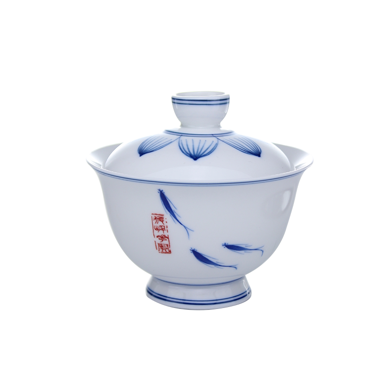 不烫手莲花功夫青瓷茶具定制盖碗