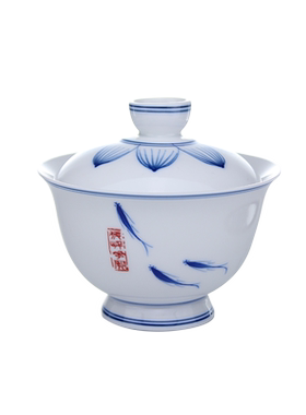 不烫手莲花功夫青瓷茶具定制盖碗