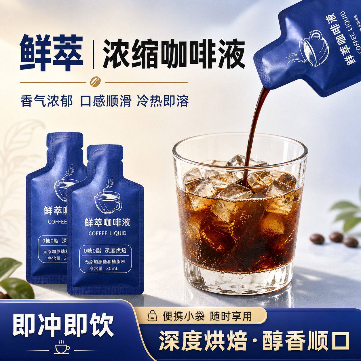 鲜萃咖啡液深度烘焙20倍浓缩冰美式咖啡幸健身瑞开车提神常备学生
