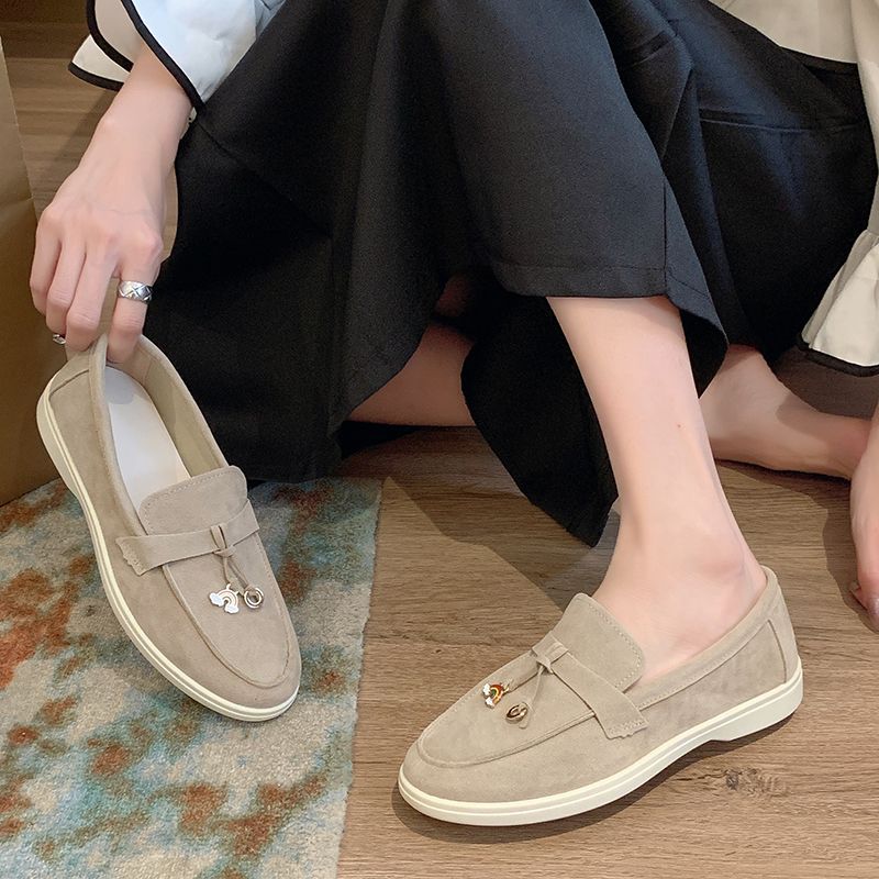 202635-43码 韩版彩虹乐福鞋超软低帮豆豆女鞋41爆款一脚蹬懒人鞋