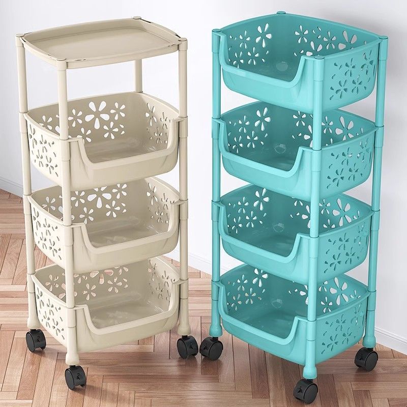 2026厨房置物架卫生间落地多层菜篮子蔬菜架子菜筐放菜可移动书架